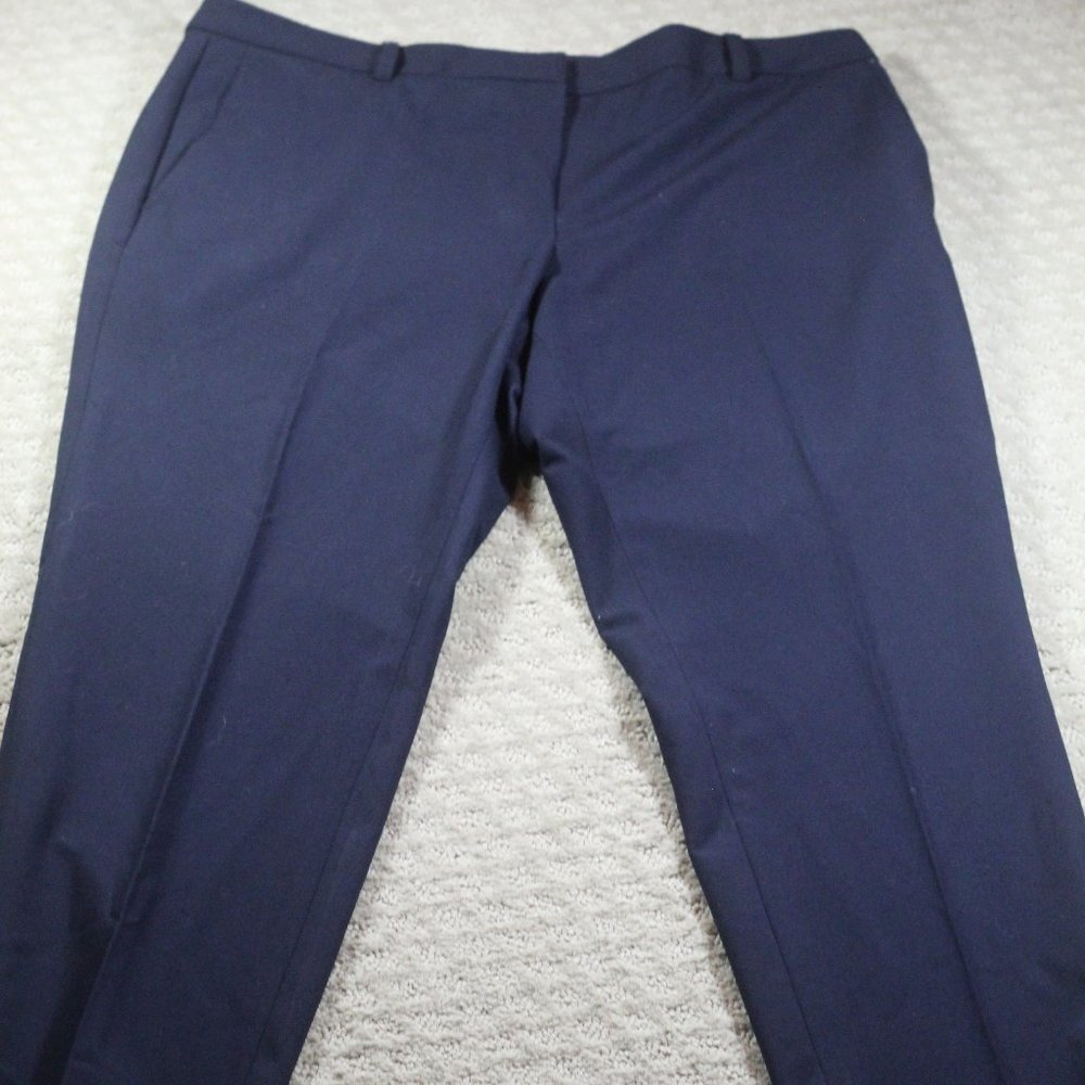 DKNY Size 14 High Rise Straight Leg Navy Blue Slacks